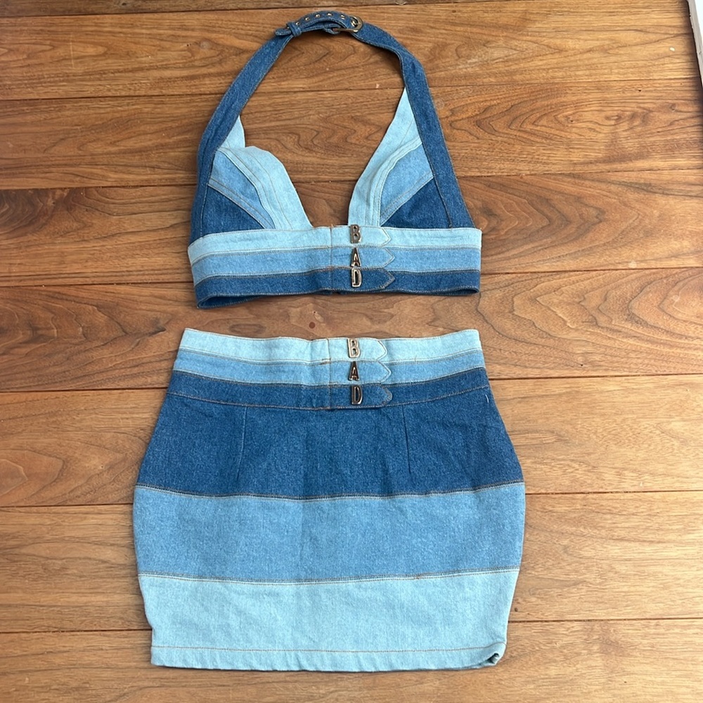 Denim Blue Skirt Set